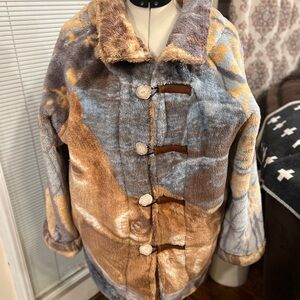 Mountain Hippie Handmade vintage blanket doe and buck print blanket Jacket! OOAK
